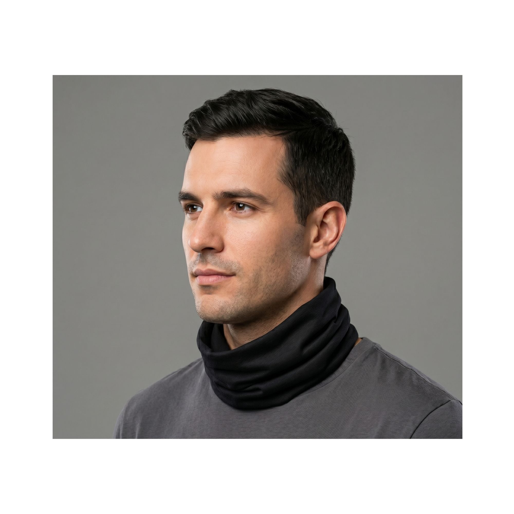 Bandana Tubular Negro puesta como cuello