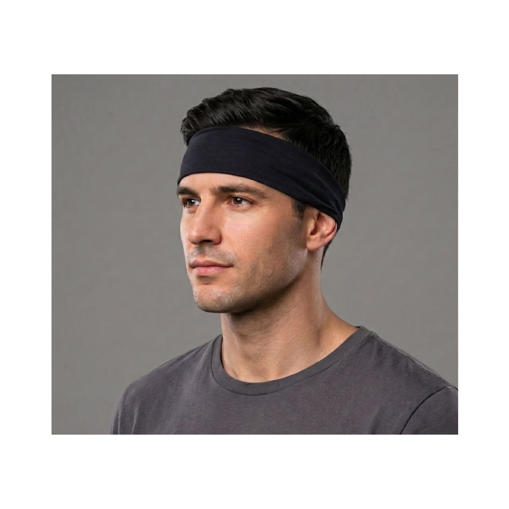 Bandana Tubular Negro puesta como máscara