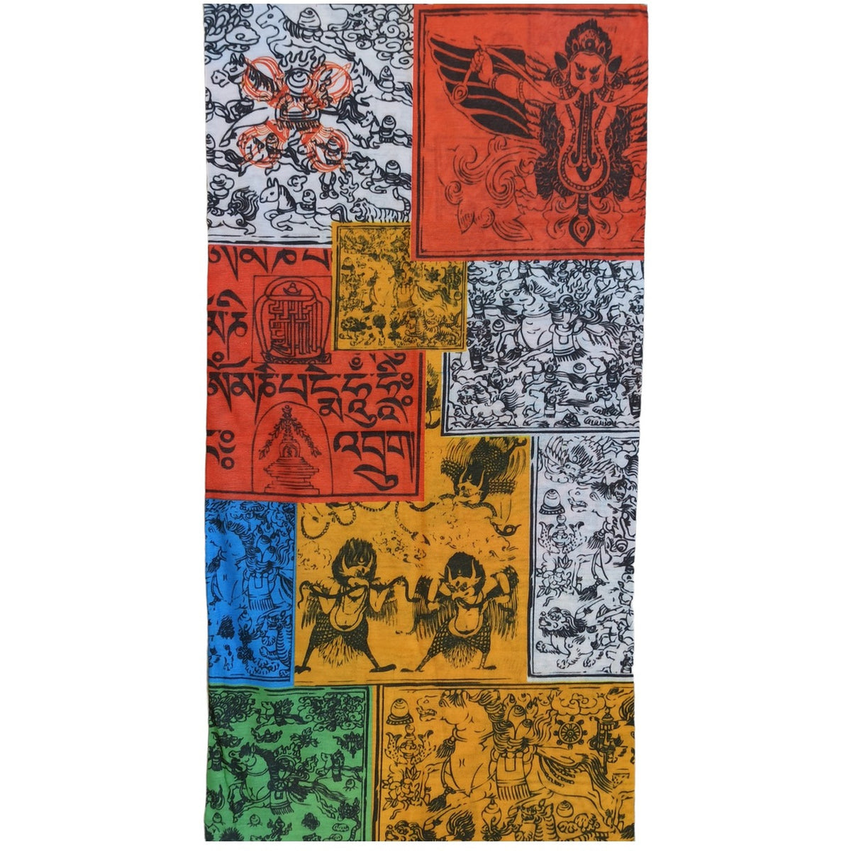 BANDANA BANDERAS DE PLEGAMIENTO TIBETANO Y MANTRAS ORIENTALES