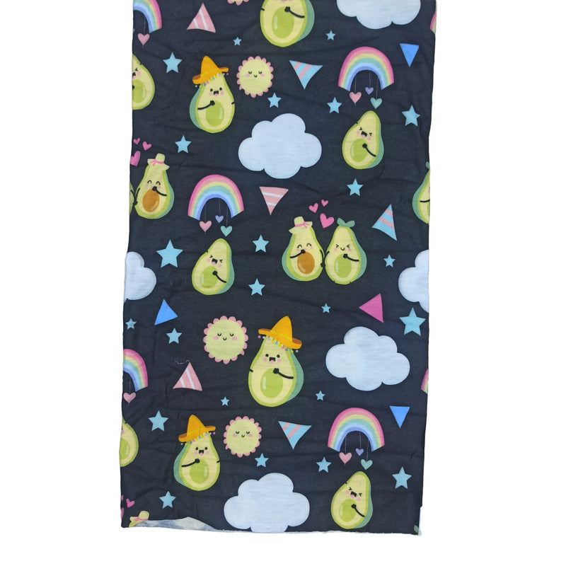 Bandana Frutal de Aguacates Kawaii Negro