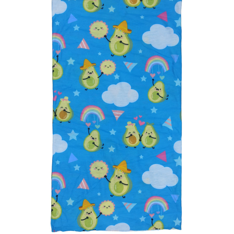 Bandana Frutal de Aguacates Kawaii Azul Cielo
