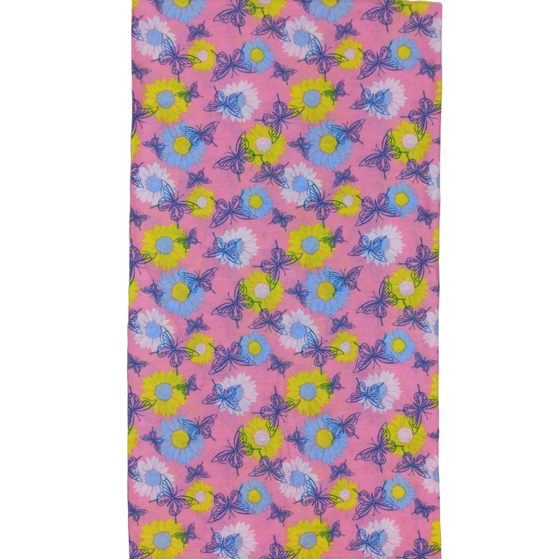 Bandana Naturaleza Flores y Mariposas Rosa