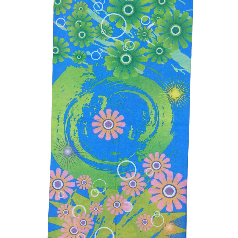 Bandana Naturaleza Flores Psicodélicas y Espirales Azul y Verde