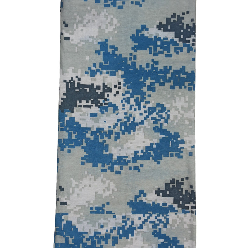 Bandana Pixelado Azul Acero y Gris