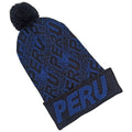 CHULLO CON POMPOM PERÚ LETRAS AZUL