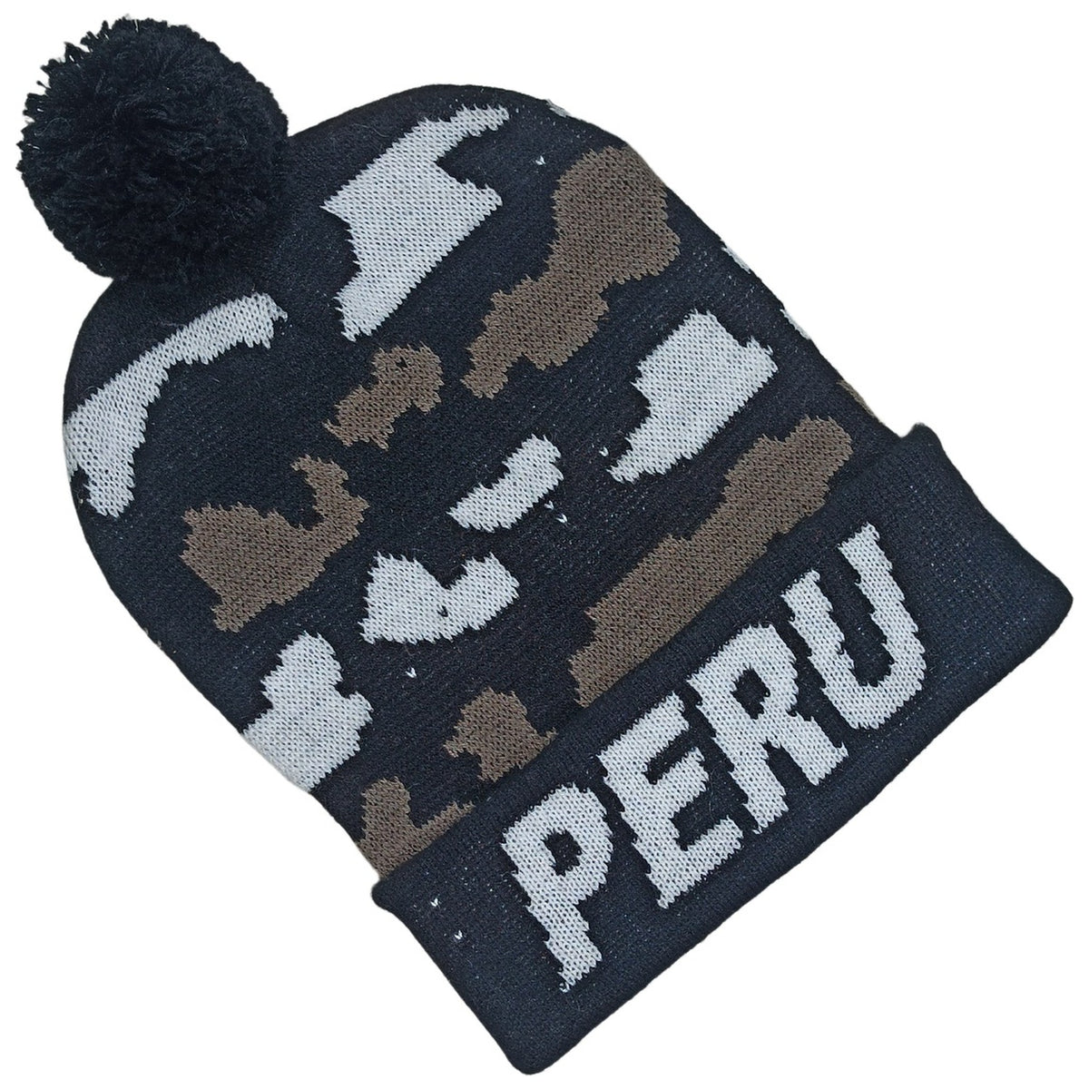 CHULLO CON POMPOM PERÚ CAMUFLADO MARRÓN
