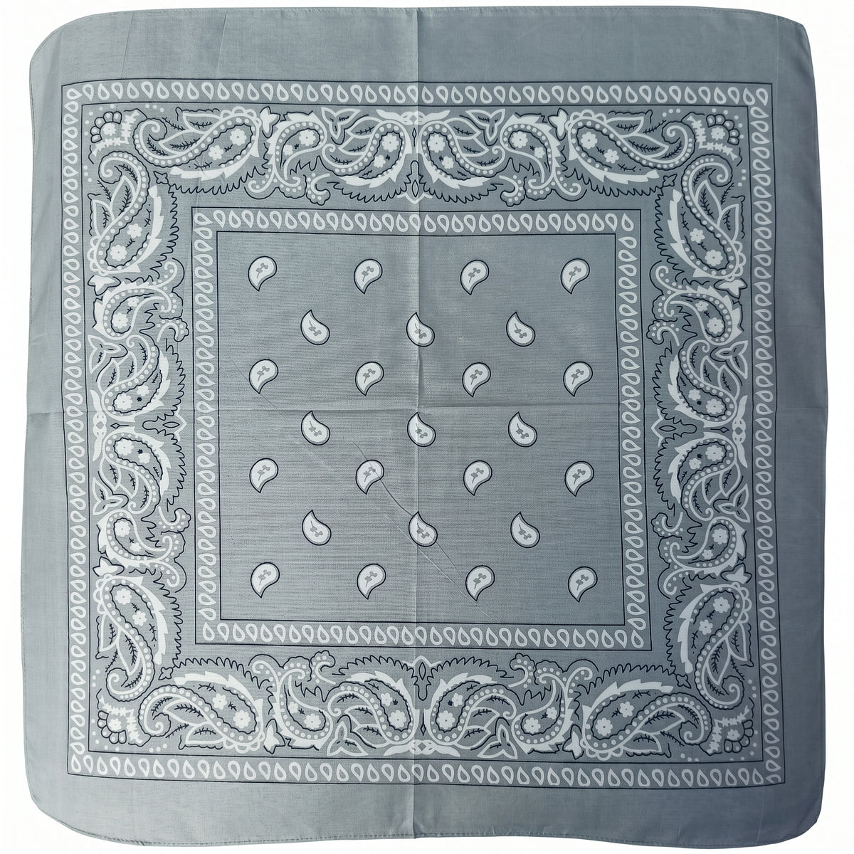 Pañoleta Alegonz Store paisley color gris, familia paisleys, tela suave y liviana.