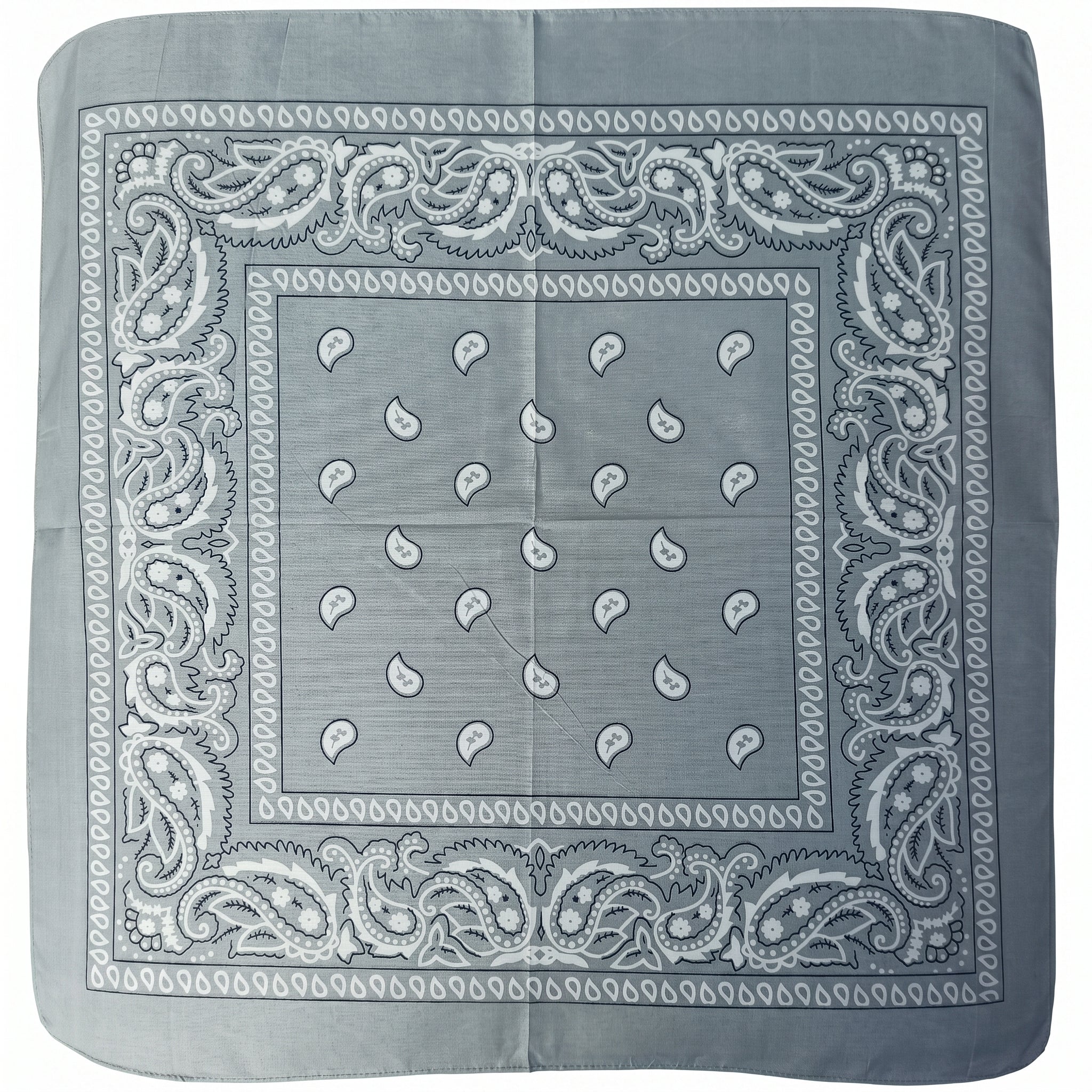 Pañoleta Alegonz Store paisley color gris, familia paisleys, tela suave y liviana.
