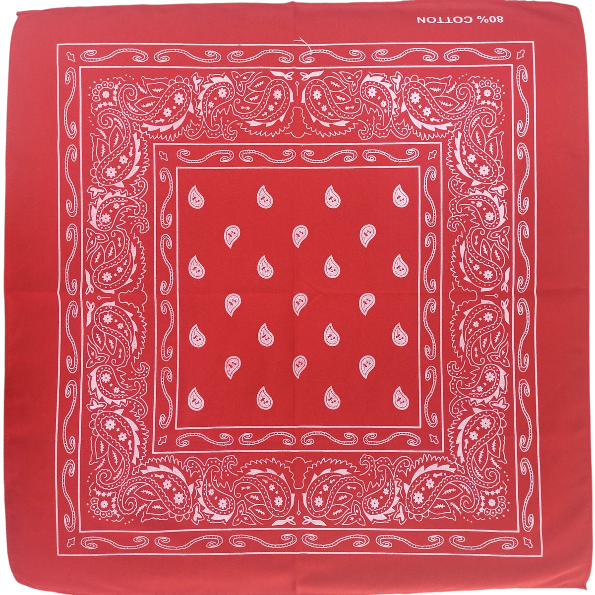 Pañoleta Alegonz Store 80% paisley color rojo, familia paisleys, tela suave y liviana.