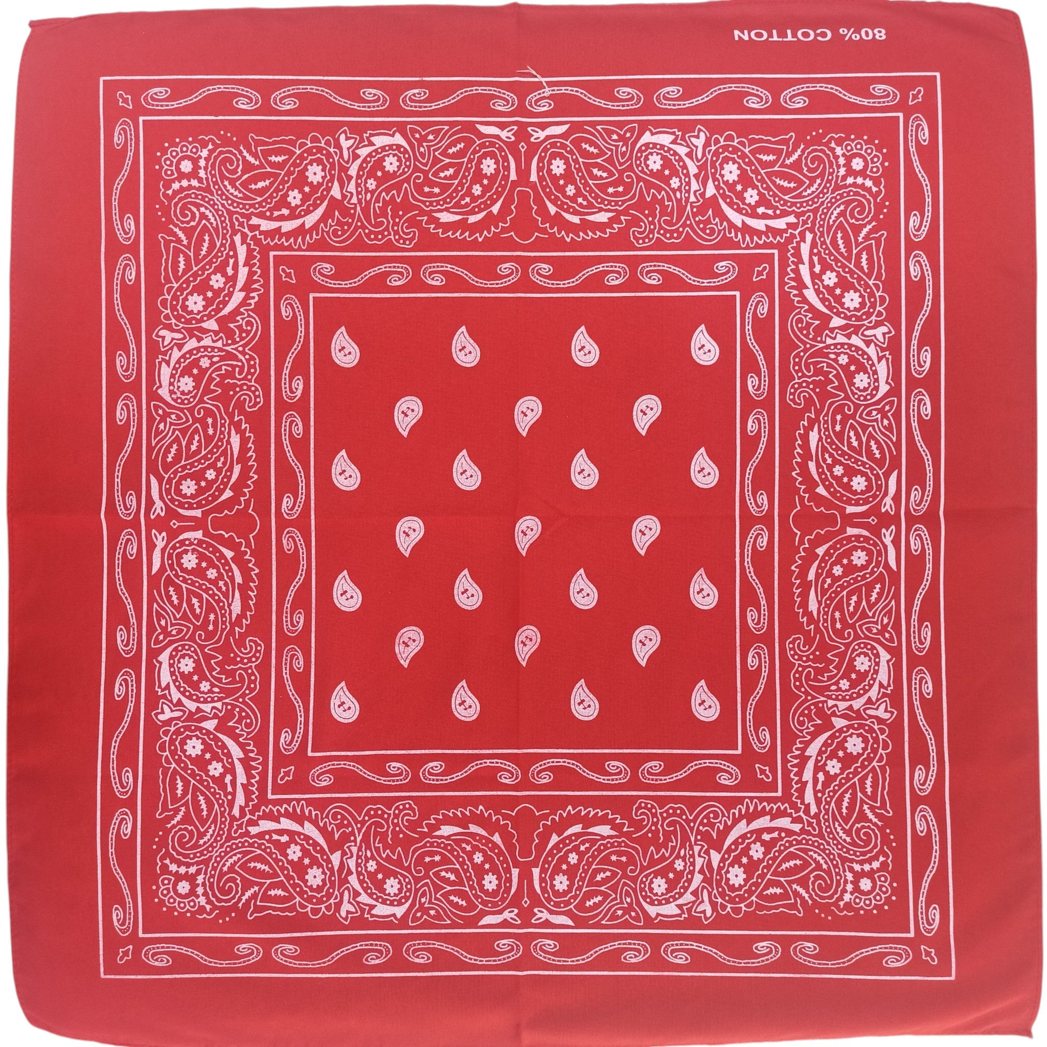 Pañoleta Alegonz Store 80% paisley color rojo, familia paisleys, tela suave y liviana.
