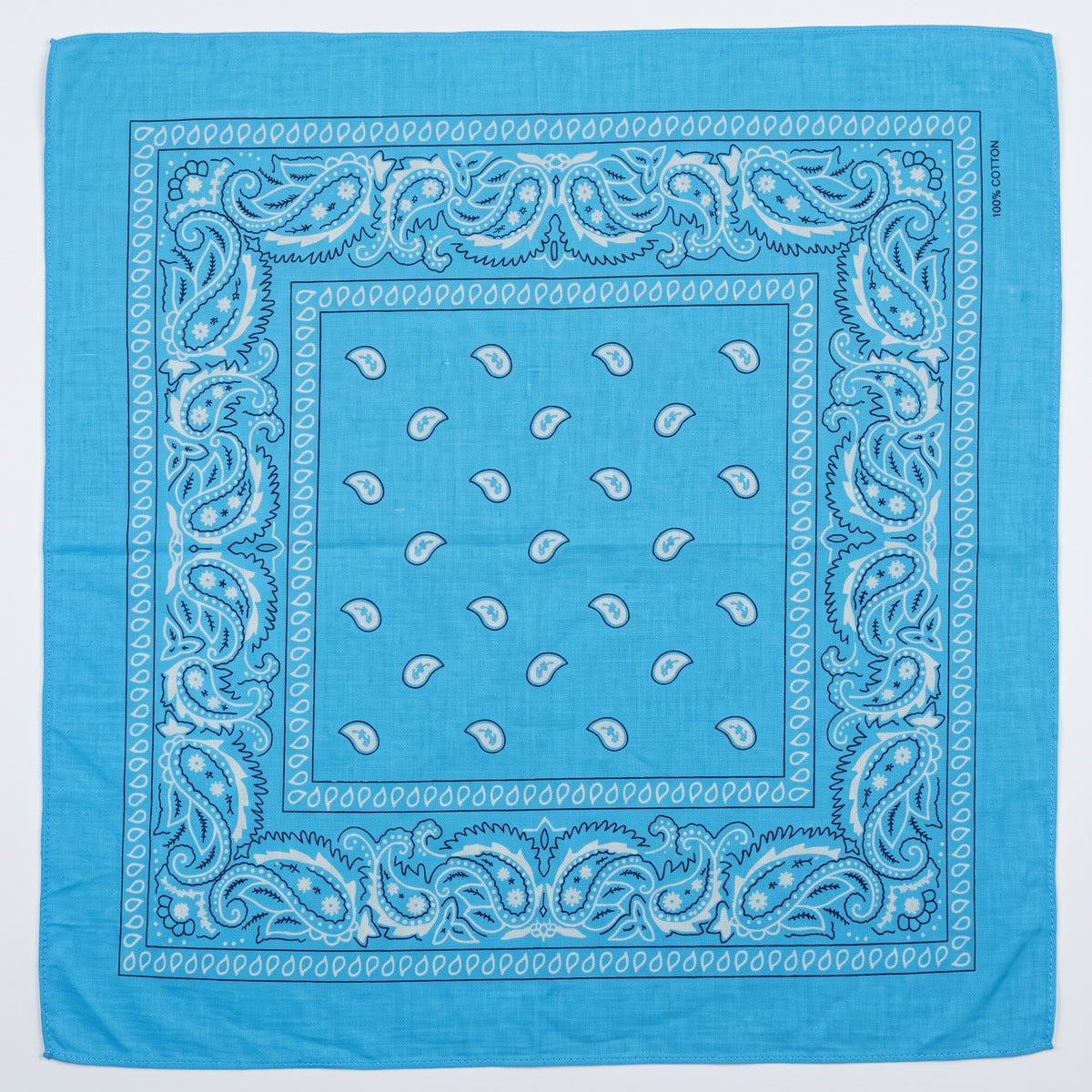 Pañoleta Alegonz Store paisley color azul celeste, familia paisleys, tela suave y liviana.