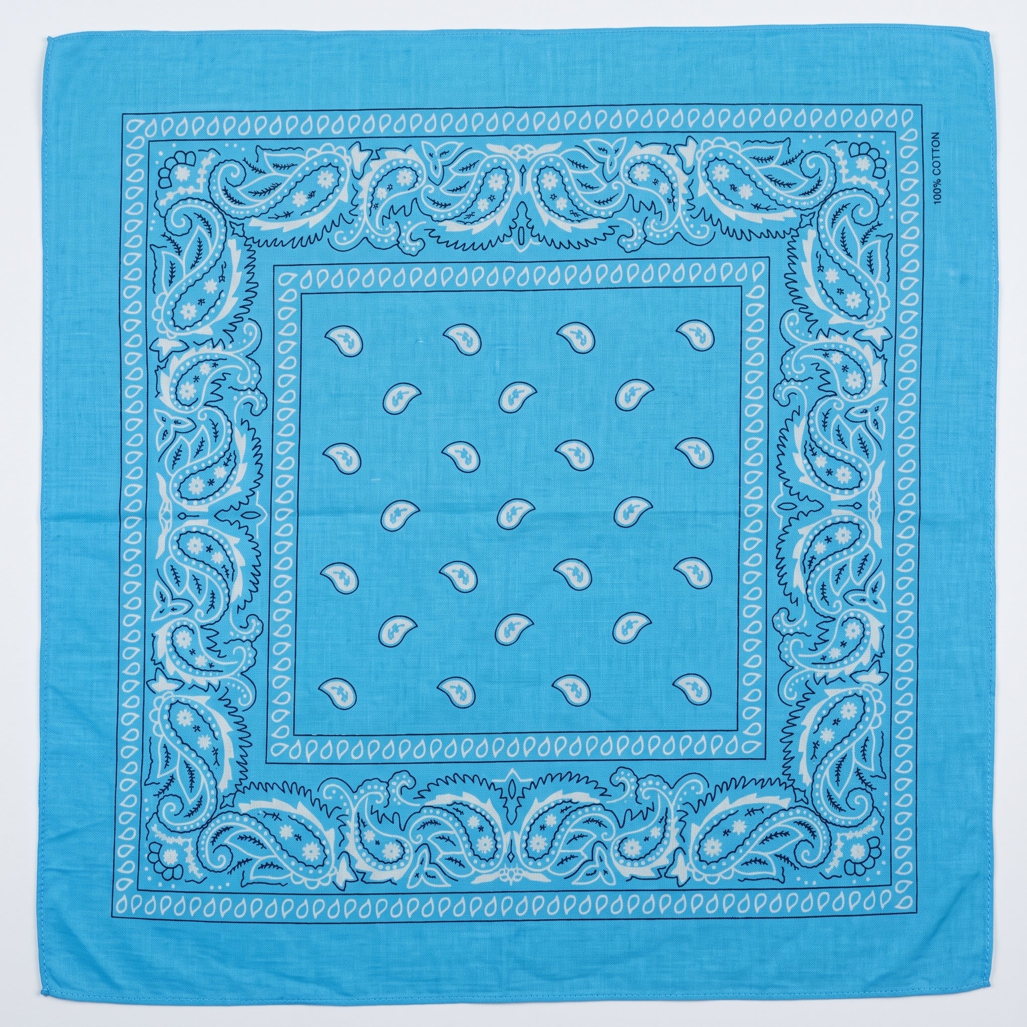 Pañoleta Alegonz Store paisley color azul celeste, familia paisleys, tela suave y liviana.