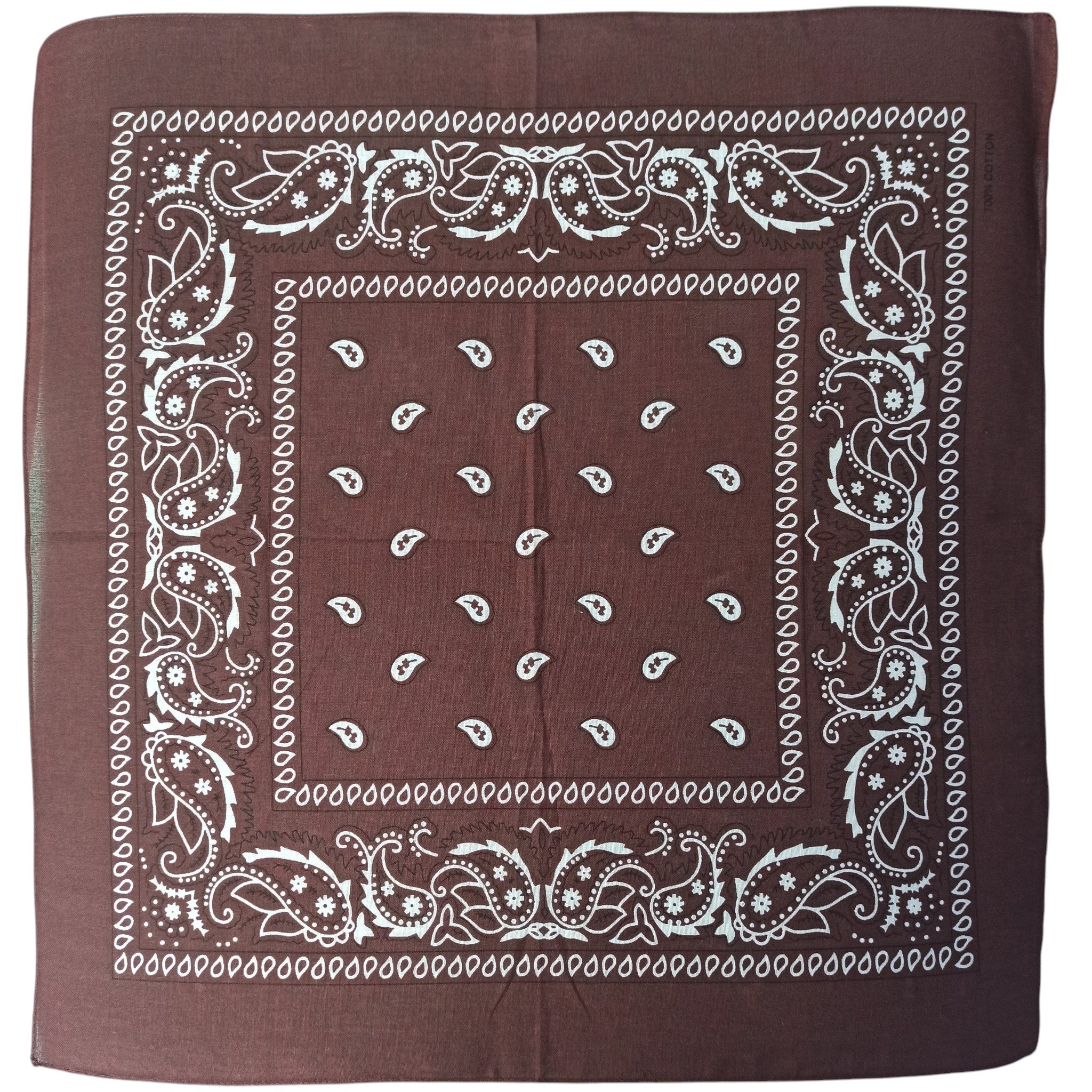 Pañoleta Alegonz Store paisley color marron, familia paisleys, tela suave y liviana.