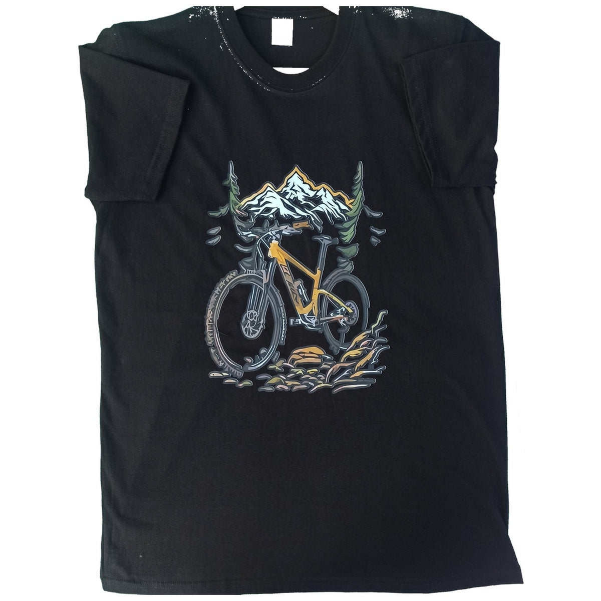 POLO BICICLETA DE MONTAÑA MTB Y MONTAÑAS ILUSTRACIÓN A COLOR NEGRO M