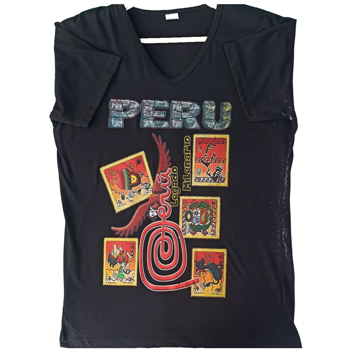 POLO CULTURA PERÚ LEGADO MILENARIO ESTAMPAS Y MARCA PERÚ NEGRO XL