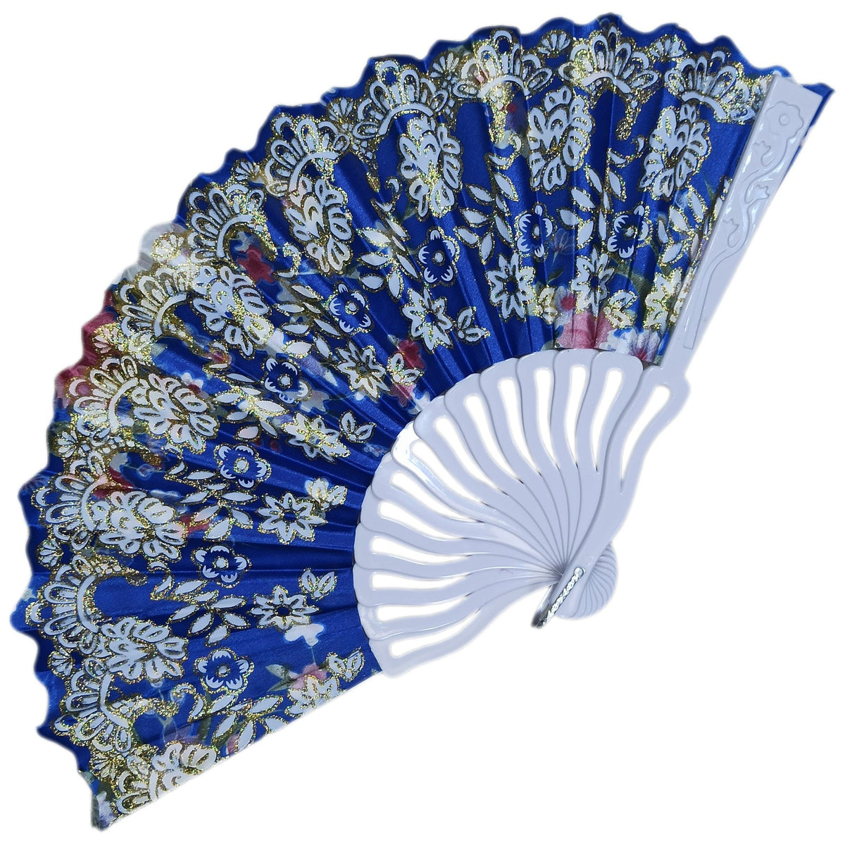 ABANICO FLORAL BRILLANTE AZUL 2