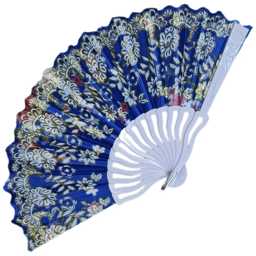ABANICO FLORAL BRILLANTE AZUL 2