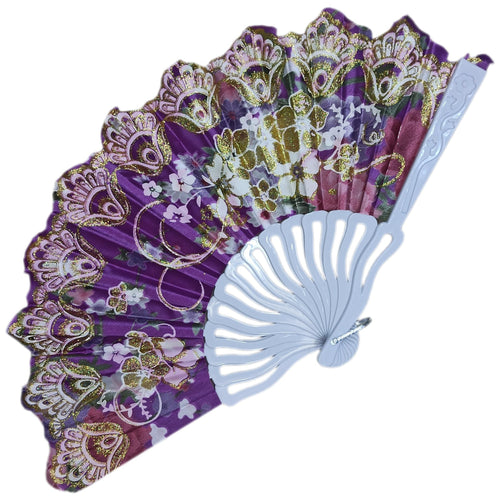 ABANICO FLORAL BRILLANTE MORADO 2