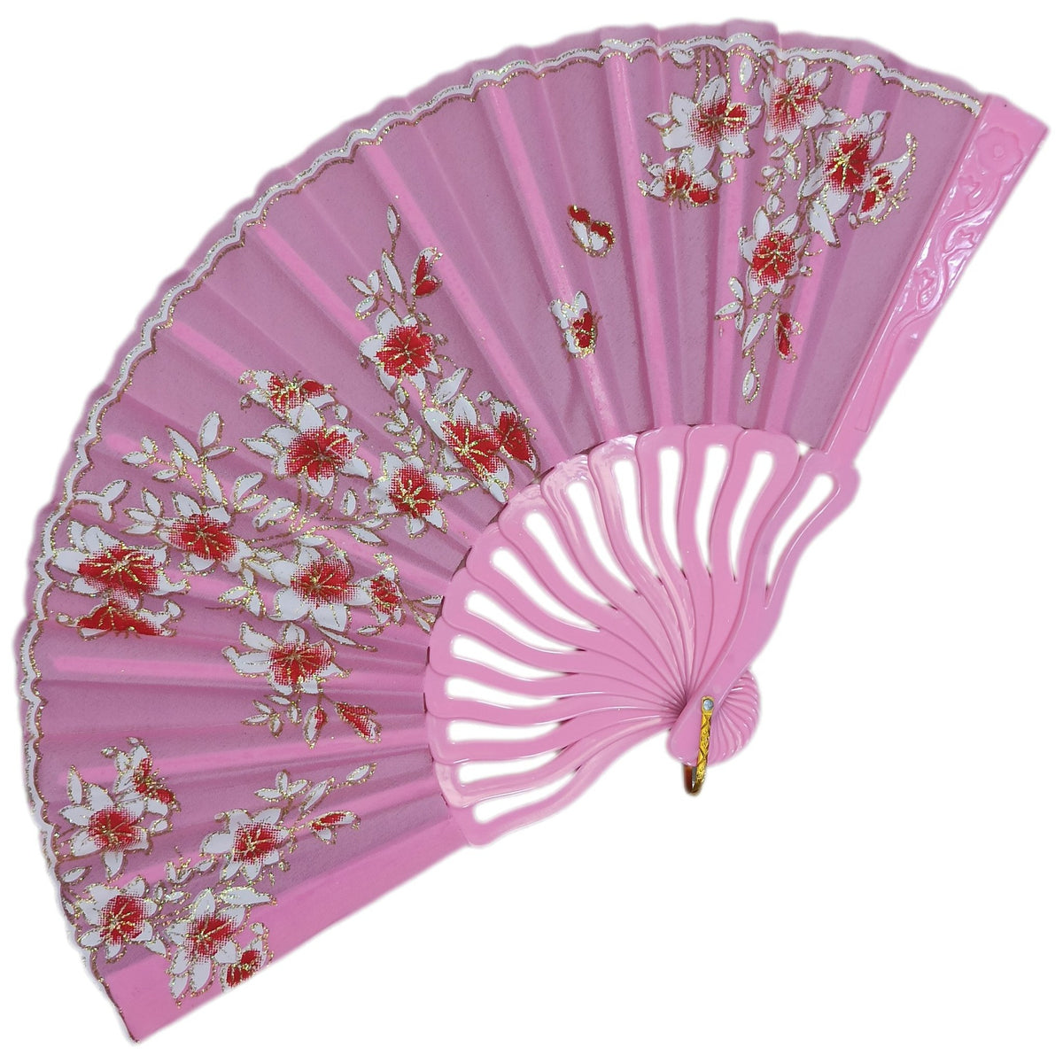 ABANICO ORIENTAL FLORAL ROSA 2