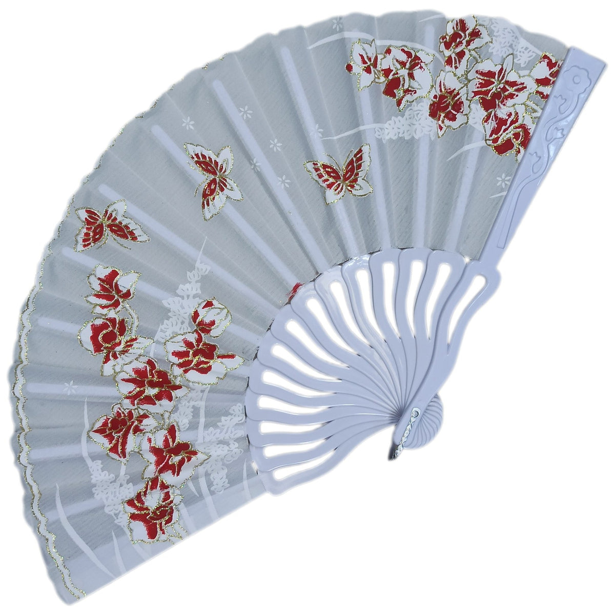 ABANICO ORIENTAL MARIPOSAS BLANCO