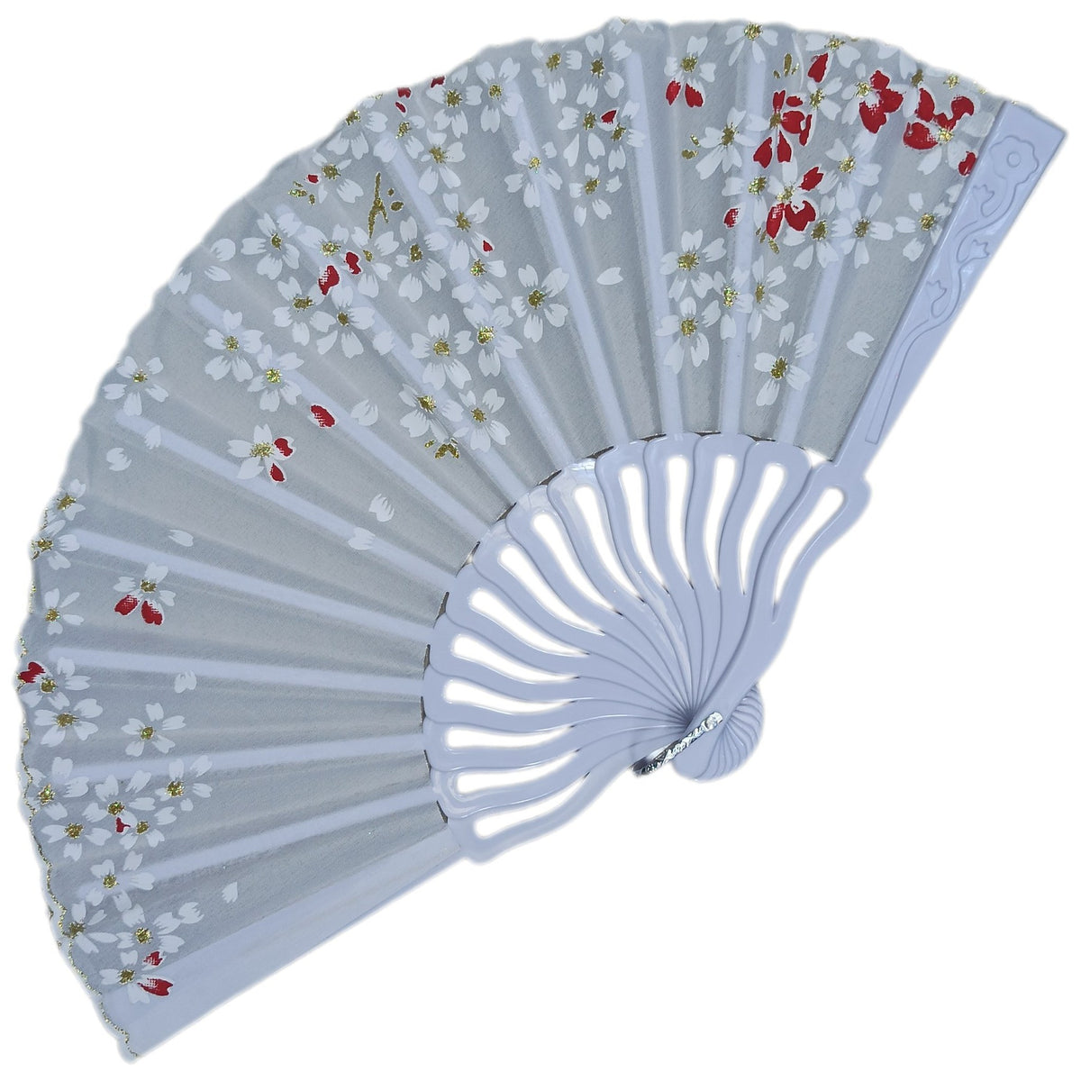ABANICO ORIENTAL FLORAL BLANCO
