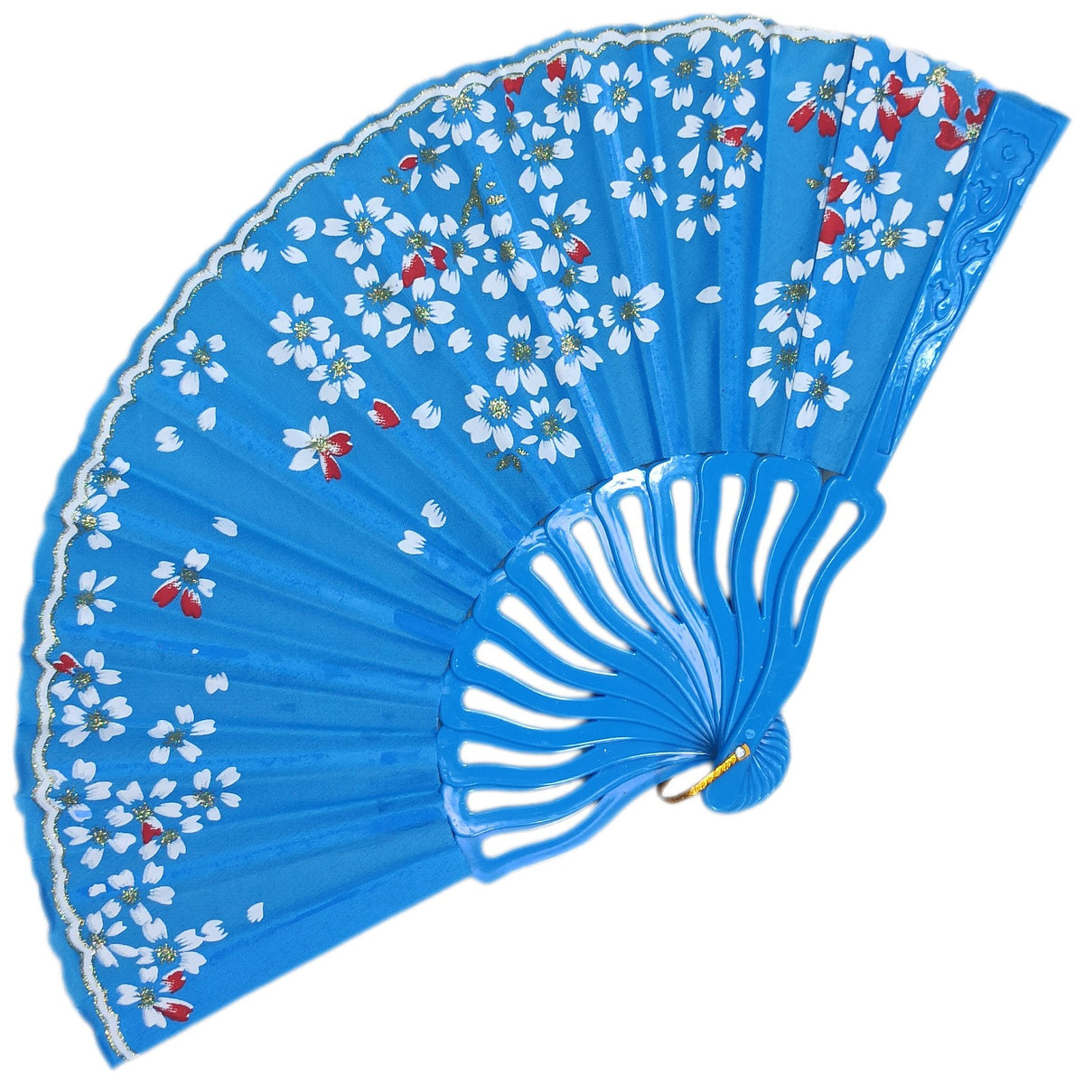 ABANICO ORIENTAL FLORAL AZUL 3