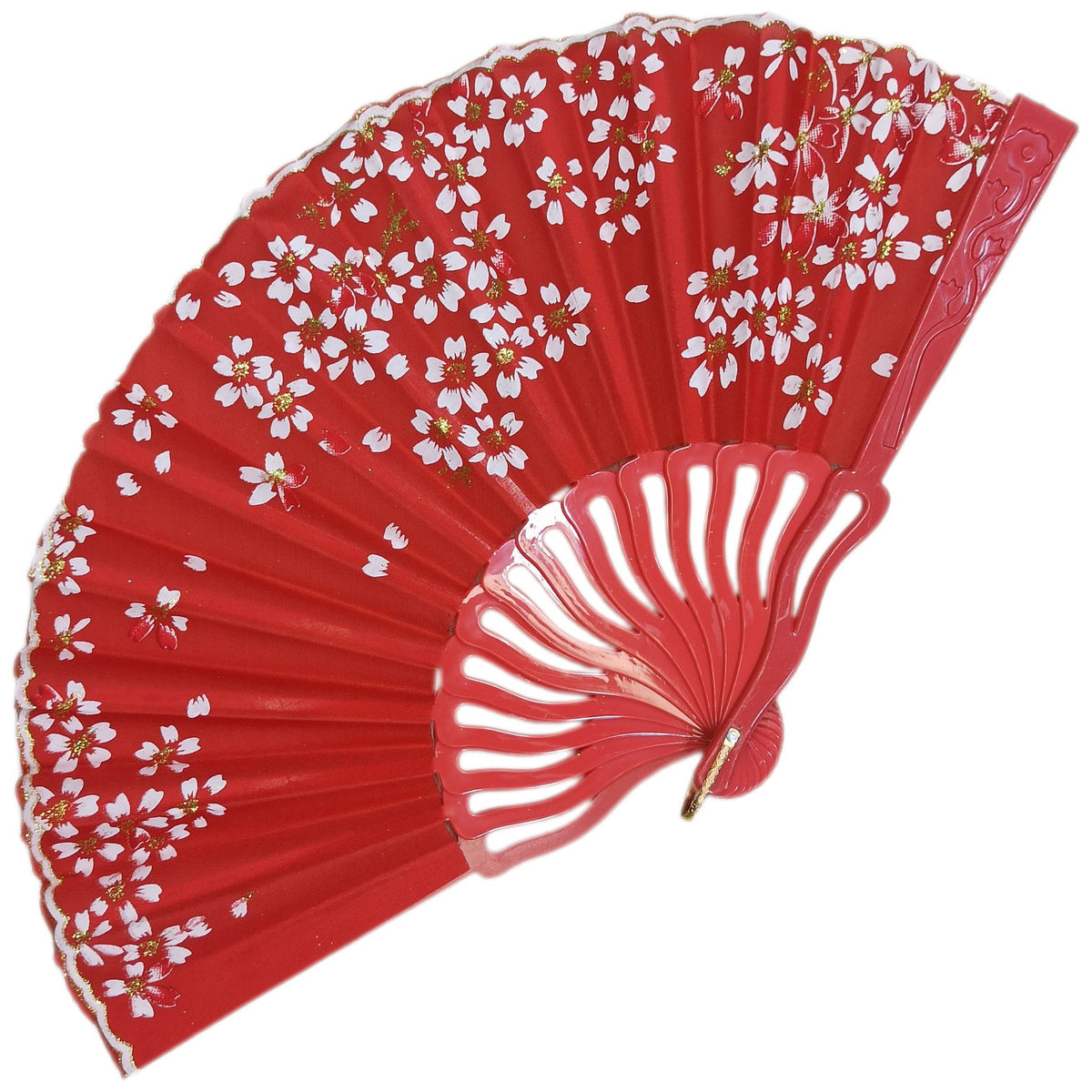 ABANICO ORIENTAL FLORAL ROJO 2