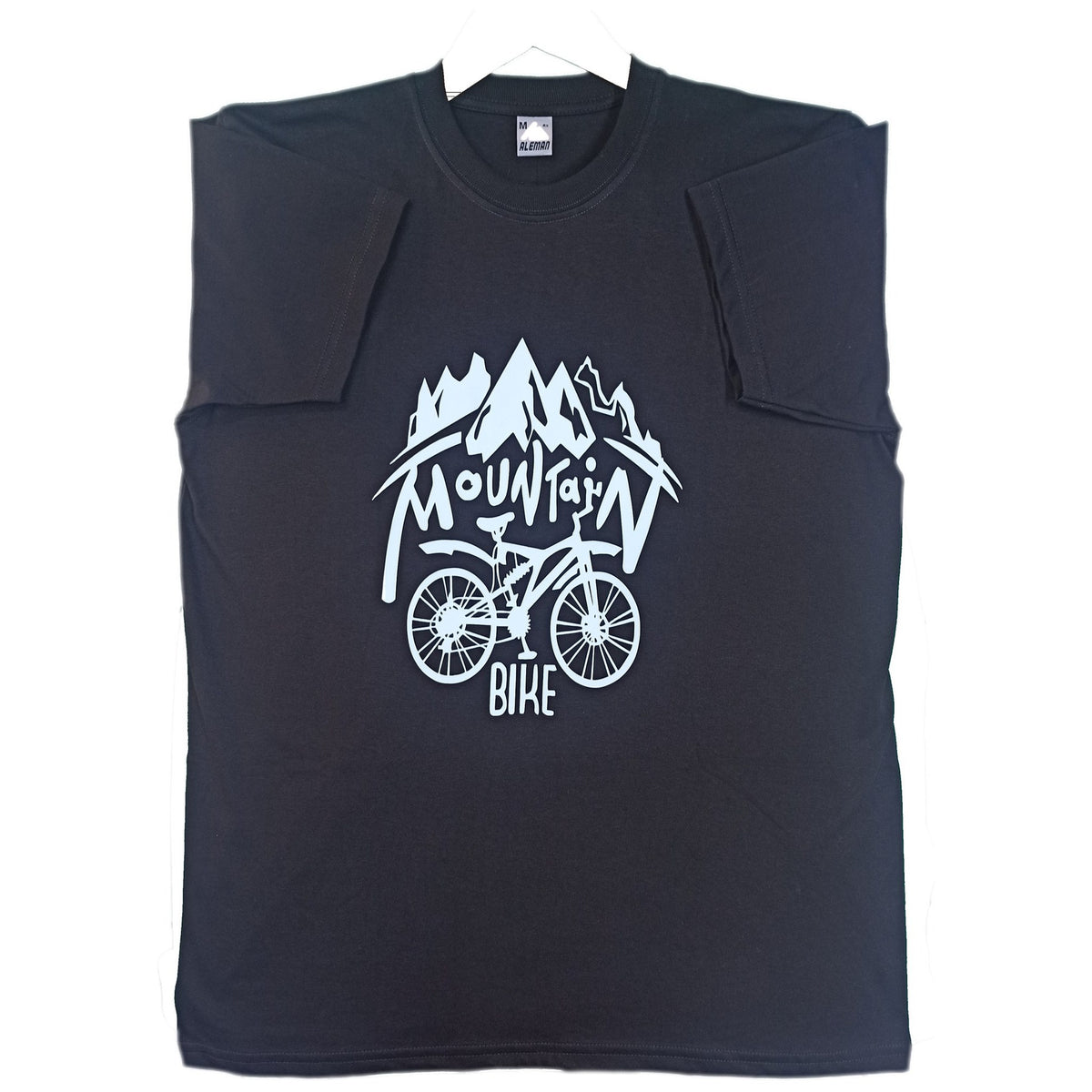 POLO MOUNTAIN BIKE BICICLETA Y MONTAÑAS BLANCO SOBRE NEGRO HOMBRE M