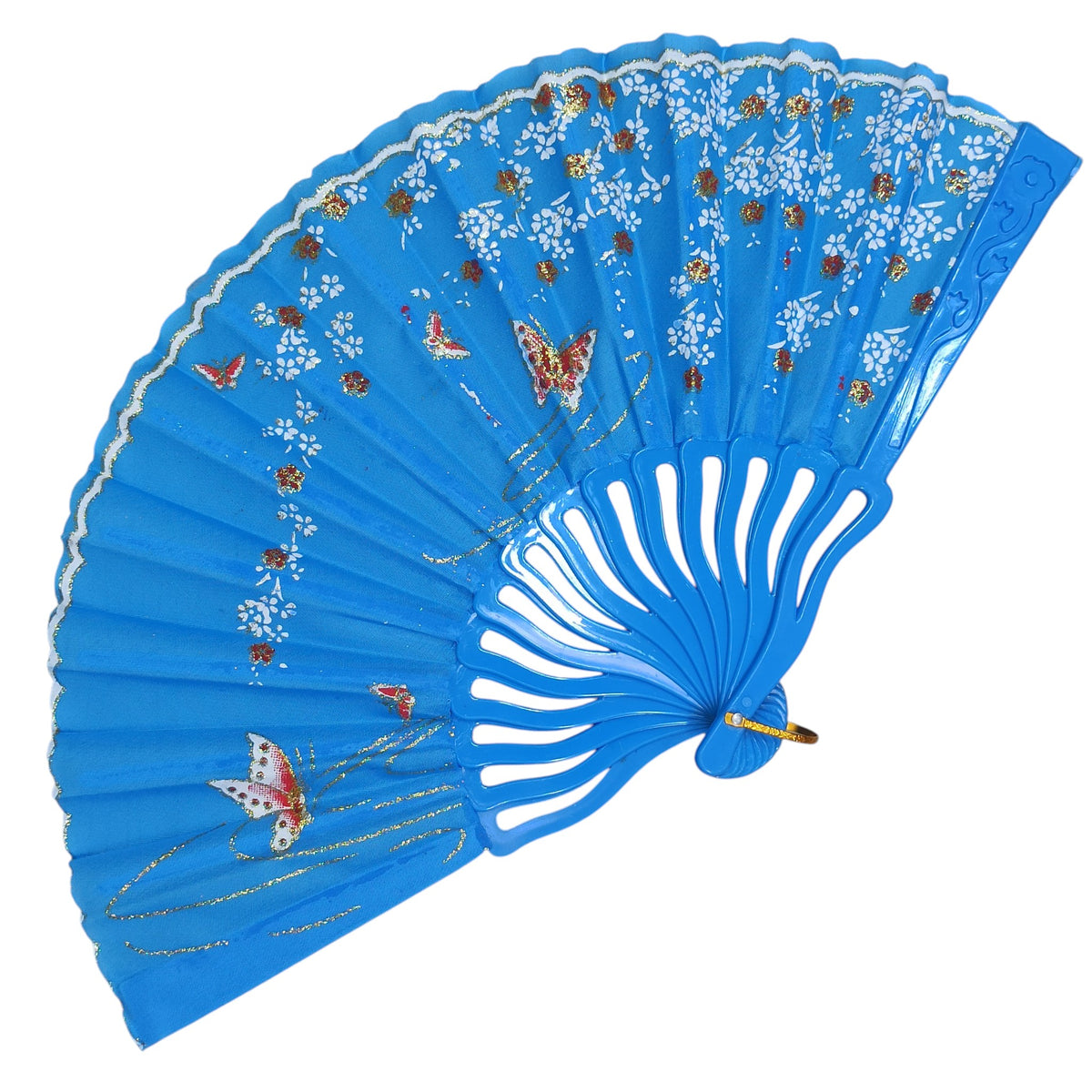 Alegonz Store - Abanico Oriental Mariposas Azul 1