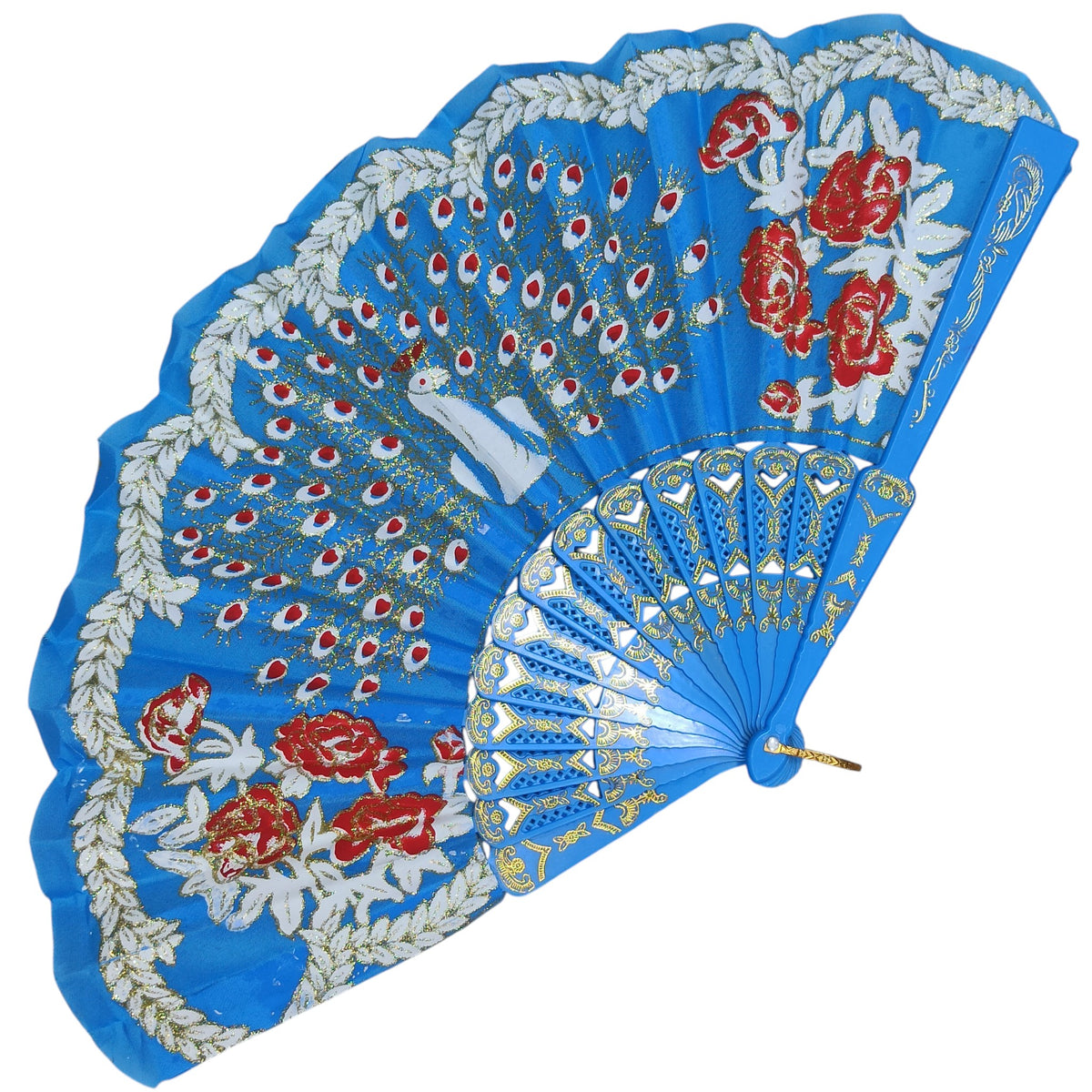 Alegonz Store - Abanico Oriental Pavo Real Azul