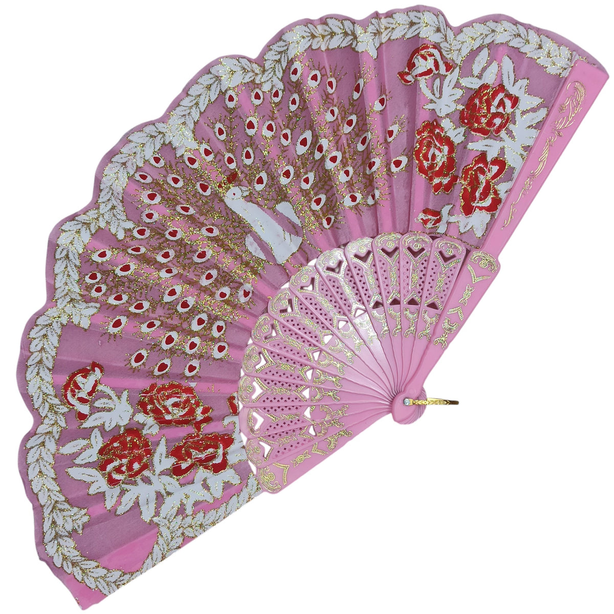 Alegonz Store - Abanico Oriental Pavo Real Rosa